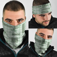 Hawaiian Quilt Tapa On Pastel Mint Palaka Motifs Neck Gaiter
