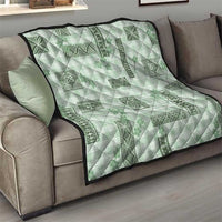 Hawaiian Quilt Tapa On Pastel Mint Palaka Motifs Quilt