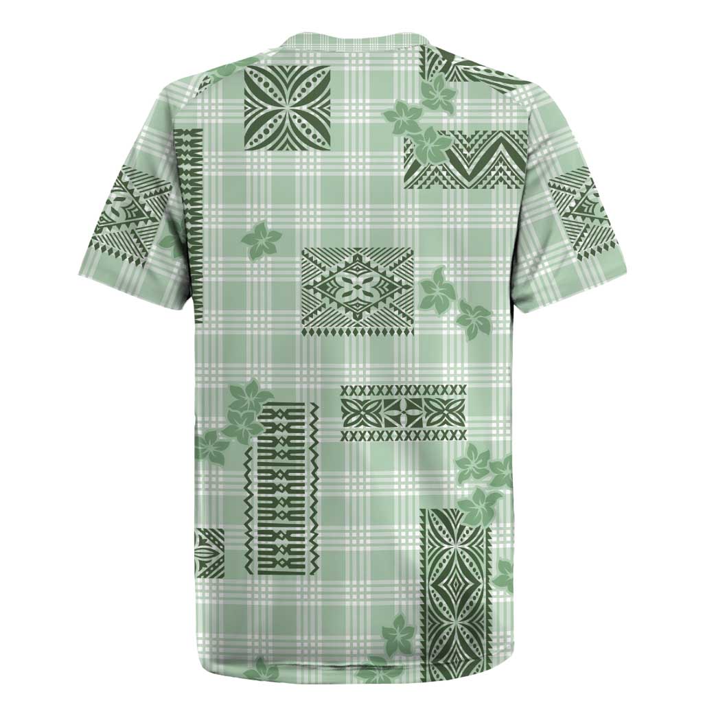 Hawaiian Quilt Tapa On Pastel Mint Palaka Motifs Rugby Jersey LT7 - Polynesian Pride