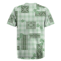 Hawaiian Quilt Tapa On Pastel Mint Palaka Motifs Rugby Jersey LT7 - Polynesian Pride