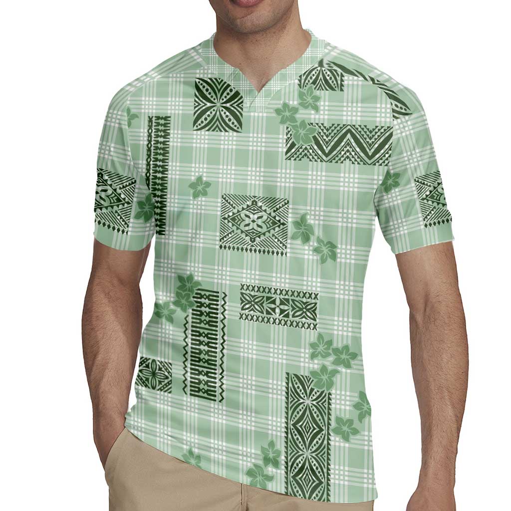 Hawaiian Quilt Tapa On Pastel Mint Palaka Motifs Rugby Jersey LT7 - Polynesian Pride