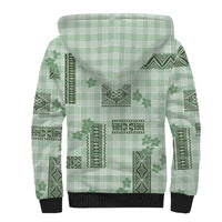 Hawaiian Quilt Tapa On Pastel Mint Palaka Motifs Sherpa Hoodie