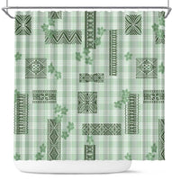Hawaiian Quilt Tapa On Pastel Mint Palaka Motifs Shower Curtain LT7 Mint - Polynesian Pride