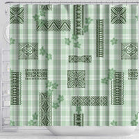 Hawaiian Quilt Tapa On Pastel Mint Palaka Motifs Shower Curtain LT7 - Polynesian Pride