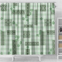 Hawaiian Quilt Tapa On Pastel Mint Palaka Motifs Shower Curtain LT7 - Polynesian Pride