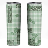 Hawaiian Quilt Tapa On Pastel Mint Palaka Motifs Skinny Tumbler