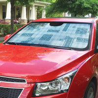 Hawaiian Quilt Tapa On Cold Blue Palaka Motifs Auto Sun Shade