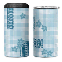 Hawaiian Quilt Tapa On Cold Blue Palaka Motifs 4 in 1 Can Cooler Tumbler LT7 One Size: 16 oz Azure - Polynesian Pride
