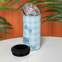 Hawaiian Quilt Tapa On Cold Blue Palaka Motifs 4 in 1 Can Cooler Tumbler LT7 - Polynesian Pride