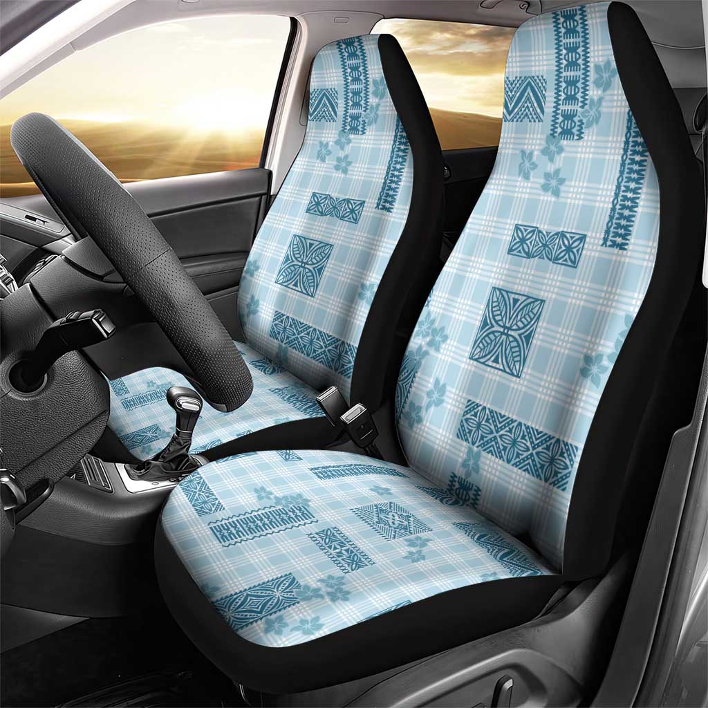 Hawaiian Quilt Tapa On Cold Blue Palaka Motifs Car Seat Cover