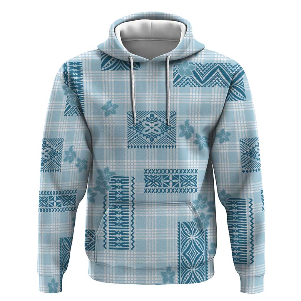 Hawaiian Quilt Tapa On Cold Blue Palaka Motifs Hoodie