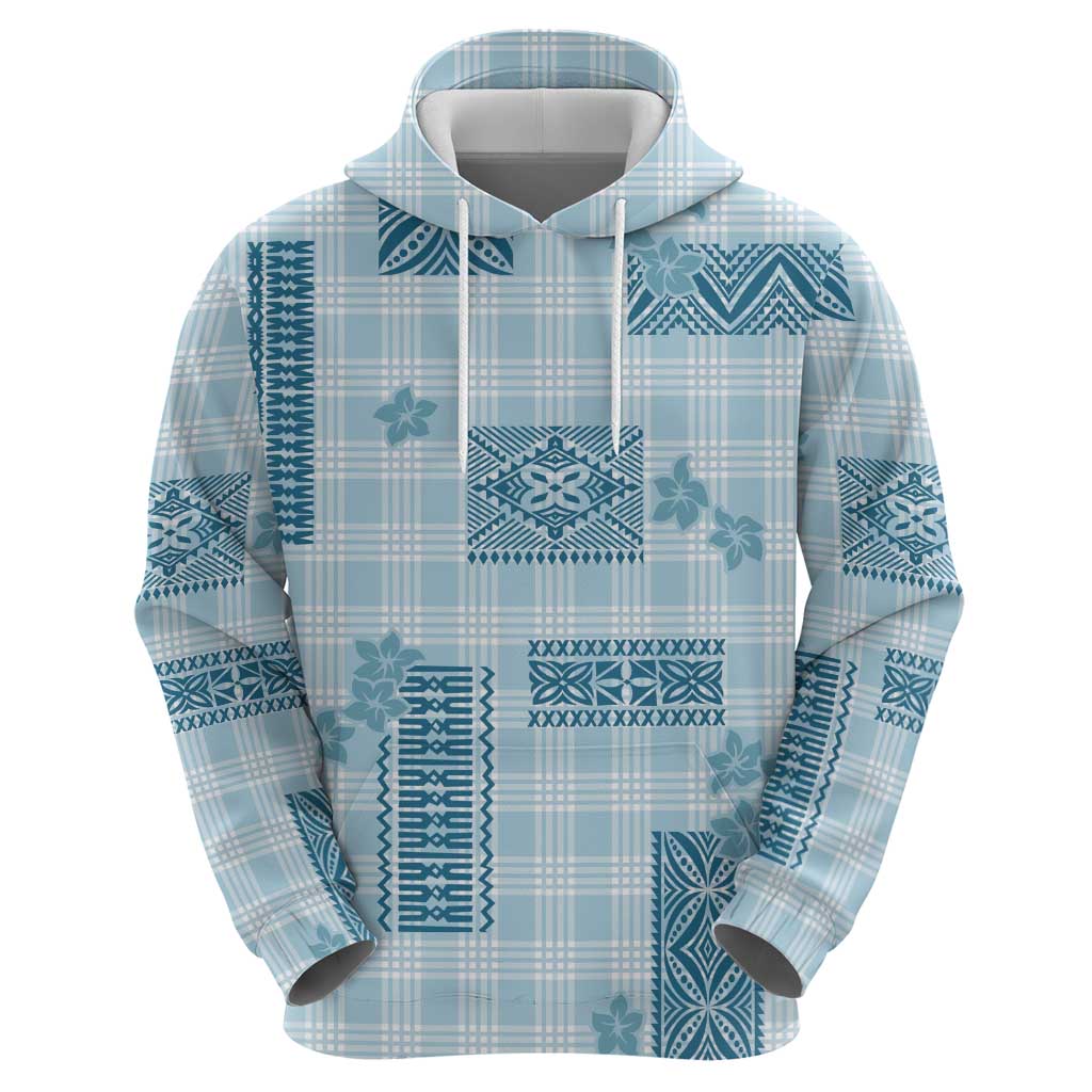 Hawaiian Quilt Tapa On Cold Blue Palaka Motifs Hoodie