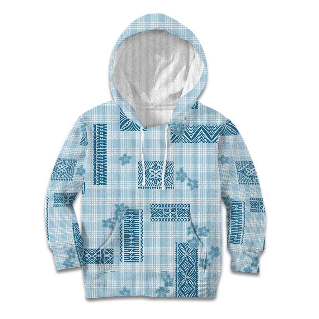 Hawaiian Quilt Tapa On Cold Blue Palaka Motifs Kid Hoodie