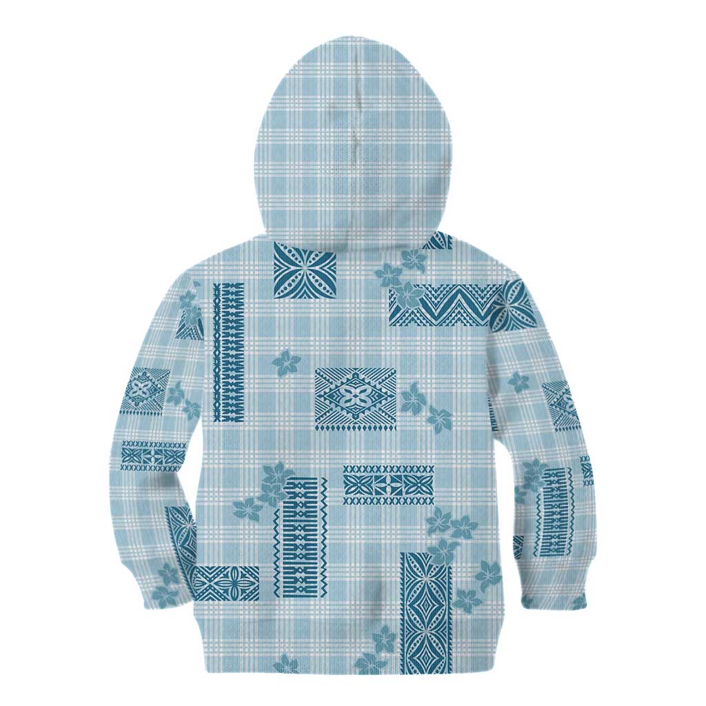 Hawaiian Quilt Tapa On Cold Blue Palaka Motifs Kid Hoodie