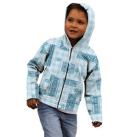 Hawaiian Quilt Tapa On Cold Blue Palaka Motifs Kid Hoodie