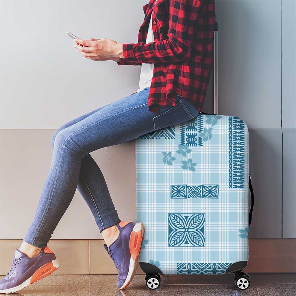 Hawaiian Quilt Tapa On Cold Blue Palaka Motifs Luggage Cover