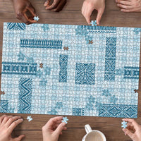 Hawaiian Quilt Tapa On Cold Blue Palaka Motifs Puzzle