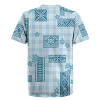 Hawaiian Quilt Tapa On Cold Blue Palaka Motifs Rugby Jersey
