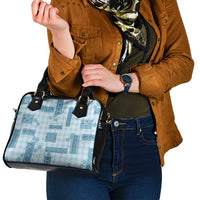 Hawaiian Quilt Tapa On Cold Blue Palaka Motifs Shoulder Handbag