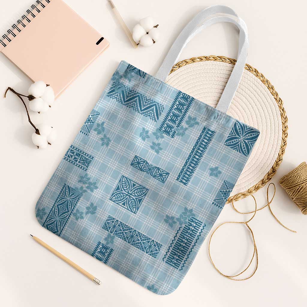 Hawaiian Quilt Tapa On Cold Blue Palaka Motifs Tote Bag