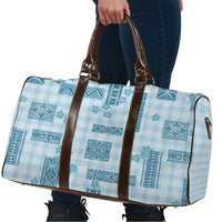 Hawaiian Quilt Tapa On Cold Blue Palaka Motifs Travel Bag LT7 - Polynesian Pride