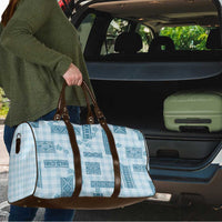 Hawaiian Quilt Tapa On Cold Blue Palaka Motifs Travel Bag LT7 - Polynesian Pride