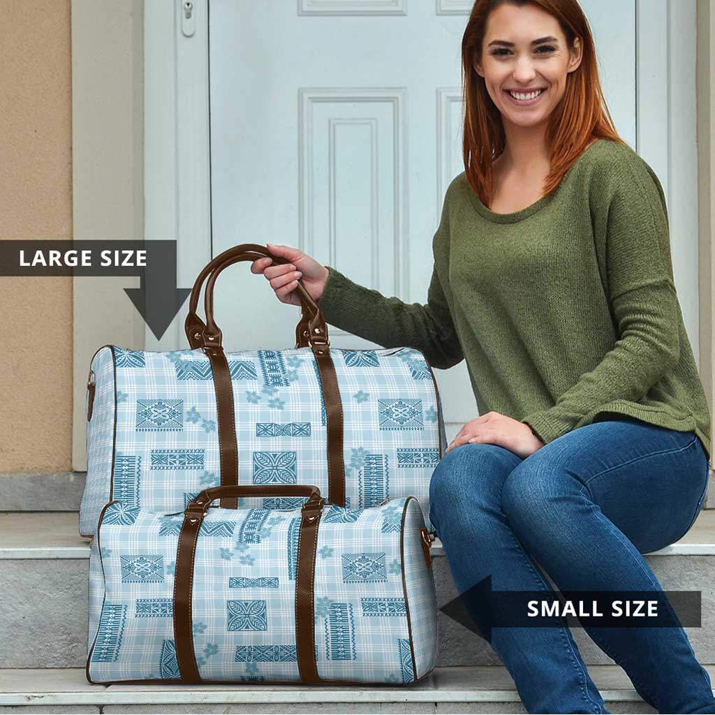 Hawaiian Quilt Tapa On Cold Blue Palaka Motifs Travel Bag LT7 - Polynesian Pride