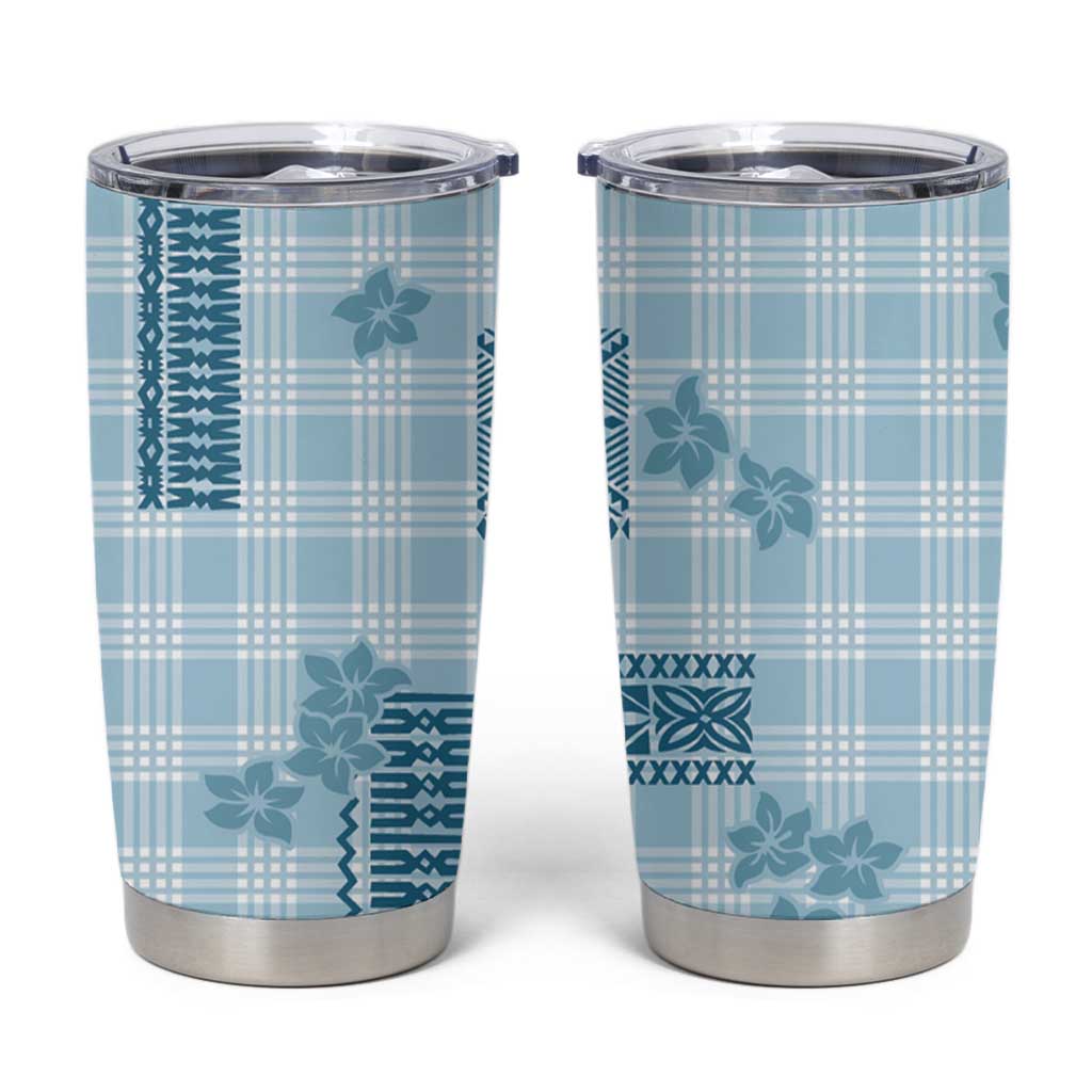 Hawaiian Quilt Tapa On Cold Blue Palaka Motifs Tumbler Cup LT7 Azure - Polynesian Pride