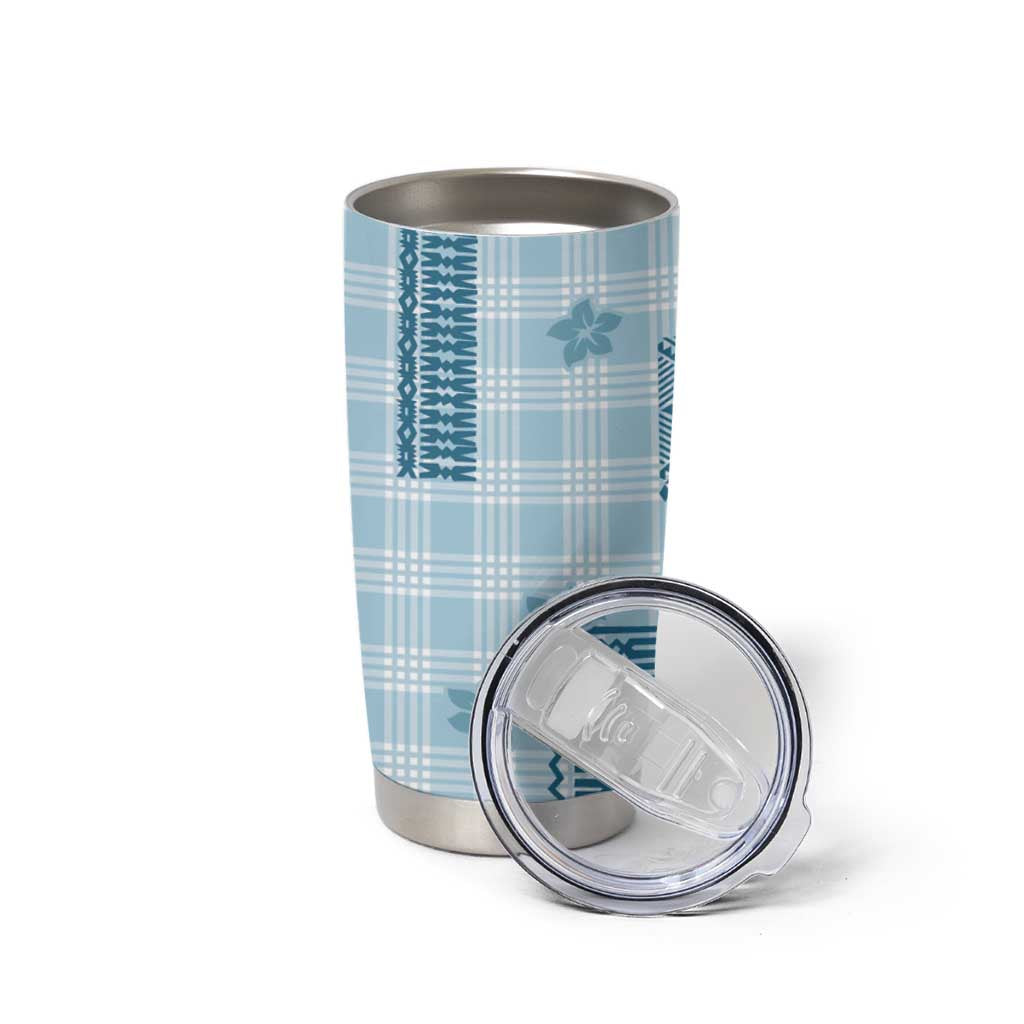 Hawaiian Quilt Tapa On Cold Blue Palaka Motifs Tumbler Cup LT7 - Polynesian Pride