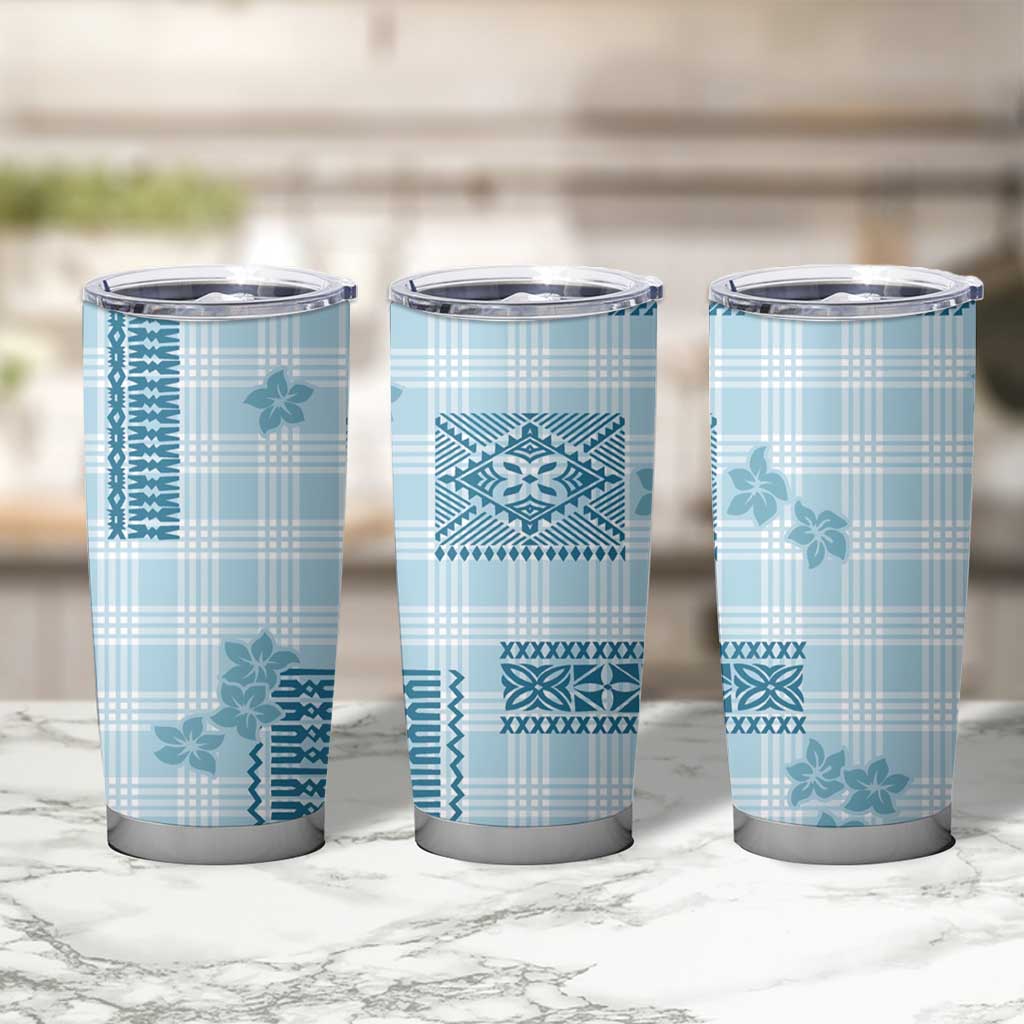 Hawaiian Quilt Tapa On Cold Blue Palaka Motifs Tumbler Cup LT7 - Polynesian Pride