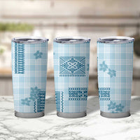 Hawaiian Quilt Tapa On Cold Blue Palaka Motifs Tumbler Cup LT7 - Polynesian Pride