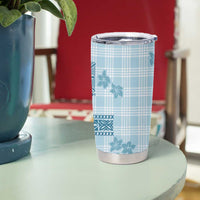 Hawaiian Quilt Tapa On Cold Blue Palaka Motifs Tumbler Cup LT7 - Polynesian Pride