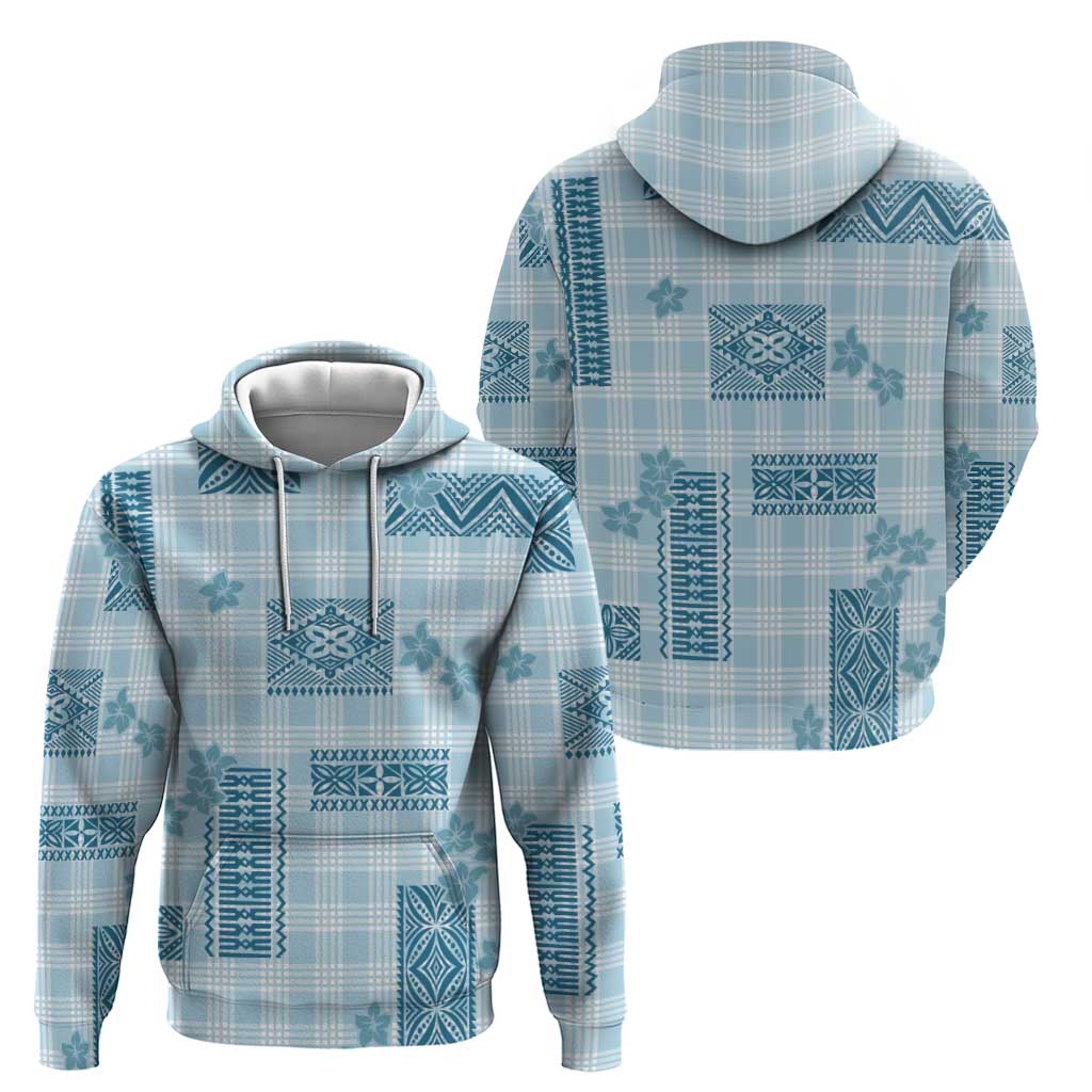 Hawaiian Quilt Tapa On Cold Blue Palaka Motifs Zip Hoodie