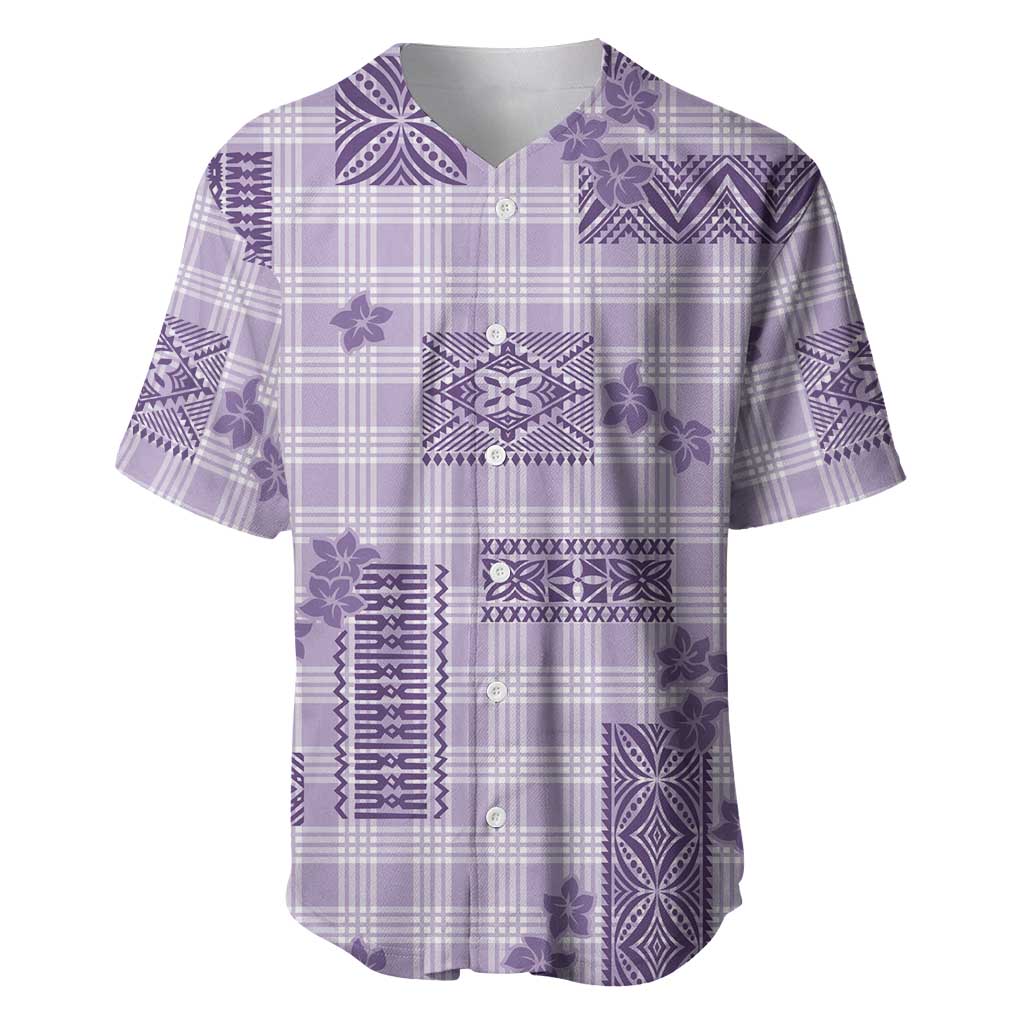 Hawaiian Quilt Tapa On Lilac Palaka Motifs Baseball Jersey