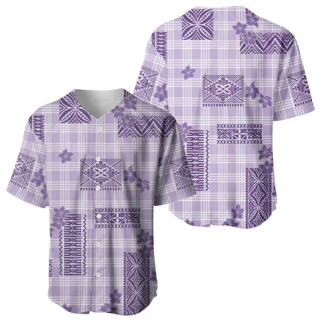 Hawaiian Quilt Tapa On Lilac Palaka Motifs Baseball Jersey