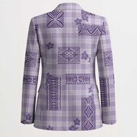 Hawaiian Quilt Tapa On Lilac Palaka Motifs Blazer