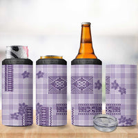 Hawaiian Quilt Tapa On Lilac Palaka Motifs 4 in 1 Can Cooler Tumbler