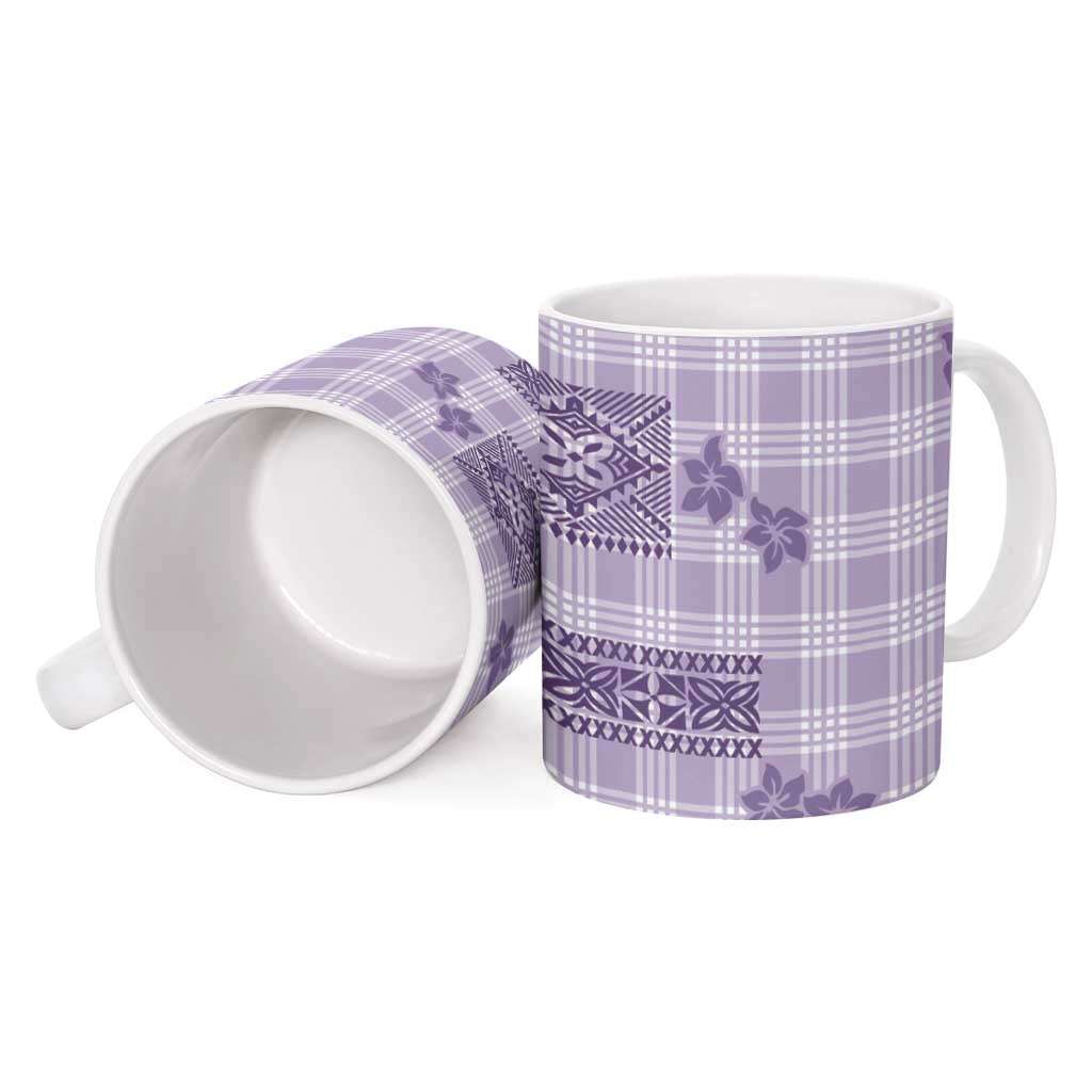 Hawaiian Quilt Tapa On Lilac Palaka Motifs Ceramic Mug