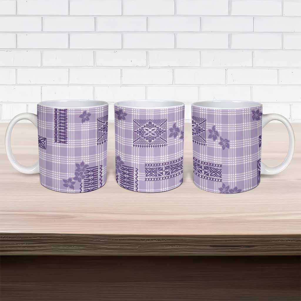 Hawaiian Quilt Tapa On Lilac Palaka Motifs Ceramic Mug
