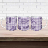 Hawaiian Quilt Tapa On Lilac Palaka Motifs Ceramic Mug