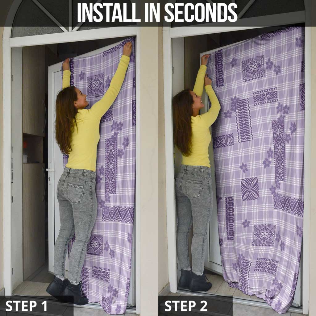 Hawaiian Quilt Tapa On Lilac Palaka Motifs Door Cover