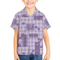 Hawaiian Quilt Tapa On Lilac Palaka Motifs Family Matching Mermaid Dress and Hawaiian Shirt