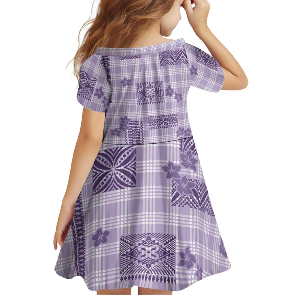 Hawaiian Quilt Tapa On Lilac Palaka Motifs Family Matching Off Shoulder Short Dress and Hawaiian Shirt