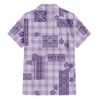 Hawaiian Quilt Tapa On Lilac Palaka Motifs Family Matching Off Shoulder Short Dress and Hawaiian Shirt