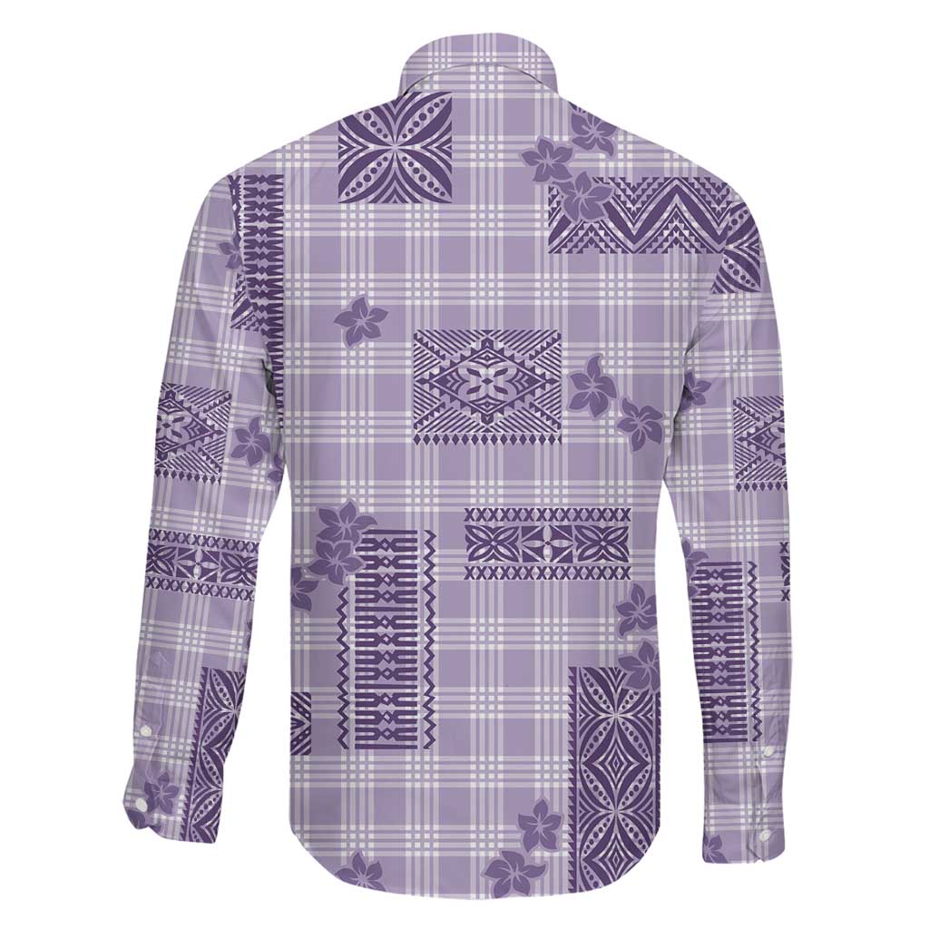 Hawaiian Quilt Tapa On Lilac Palaka Motifs Family Matching Puletasi and Hawaiian Shirt
