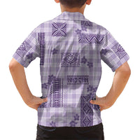 Hawaiian Quilt Tapa On Lilac Palaka Motifs Family Matching Summer Maxi Dress and Hawaiian Shirt