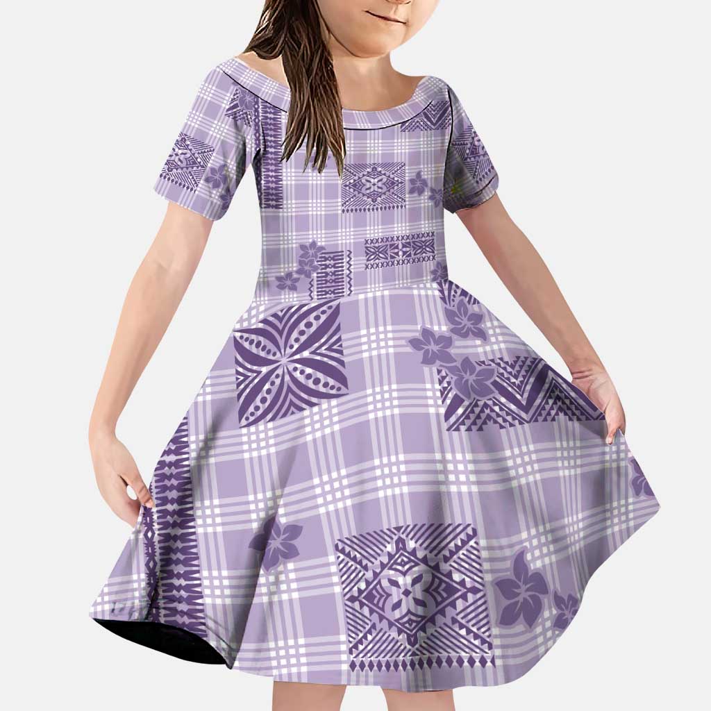 Hawaiian Quilt Tapa On Lilac Palaka Motifs Family Matching Summer Maxi Dress and Hawaiian Shirt