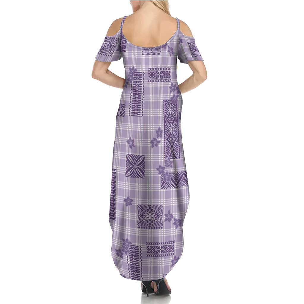 Hawaiian Quilt Tapa On Lilac Palaka Motifs Family Matching Summer Maxi Dress and Hawaiian Shirt