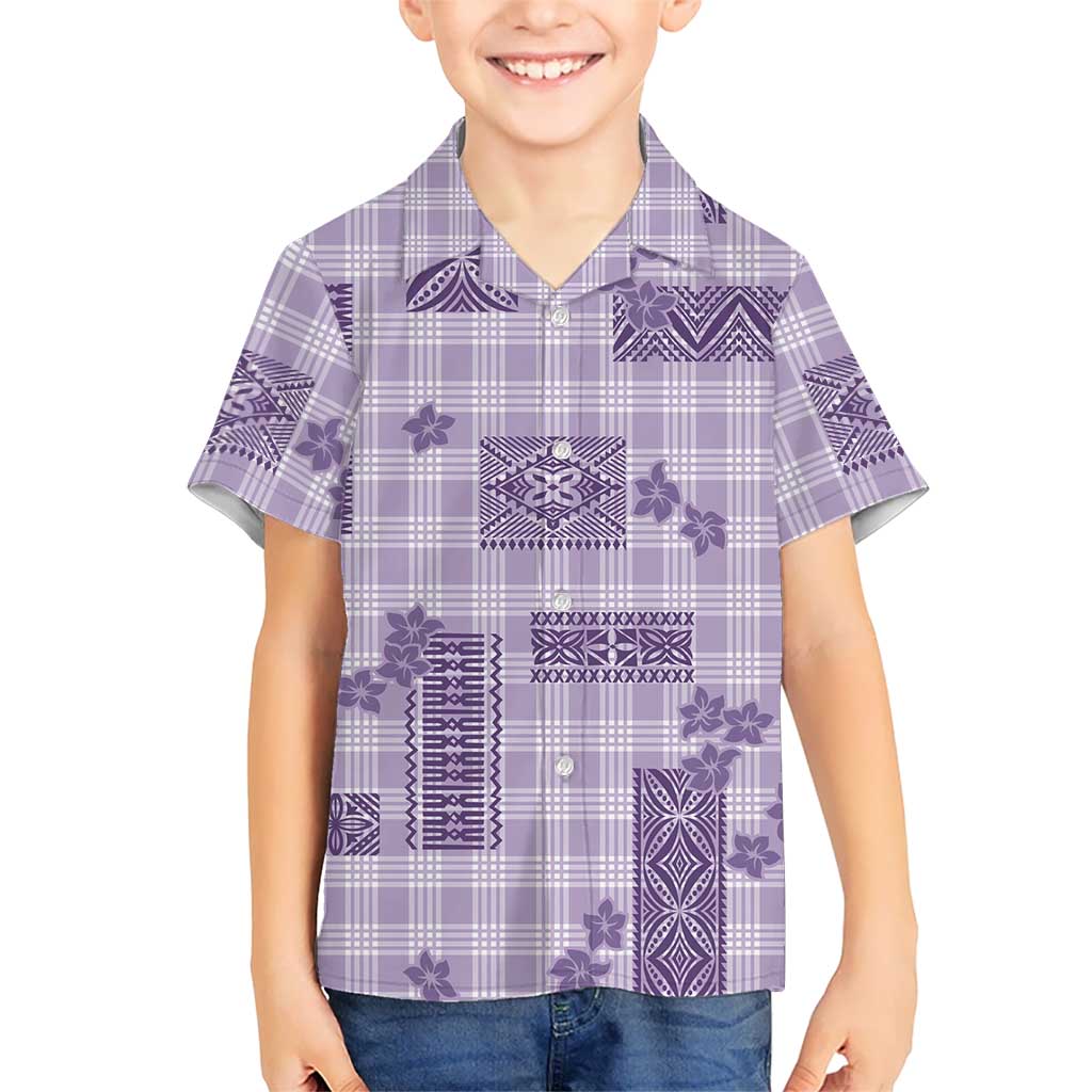 Hawaiian Quilt Tapa On Lilac Palaka Motifs Family Matching Summer Maxi Dress and Hawaiian Shirt