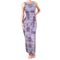 Hawaiian Quilt Tapa On Lilac Palaka Motifs Family Matching Tank Maxi Dress and Hawaiian Shirt